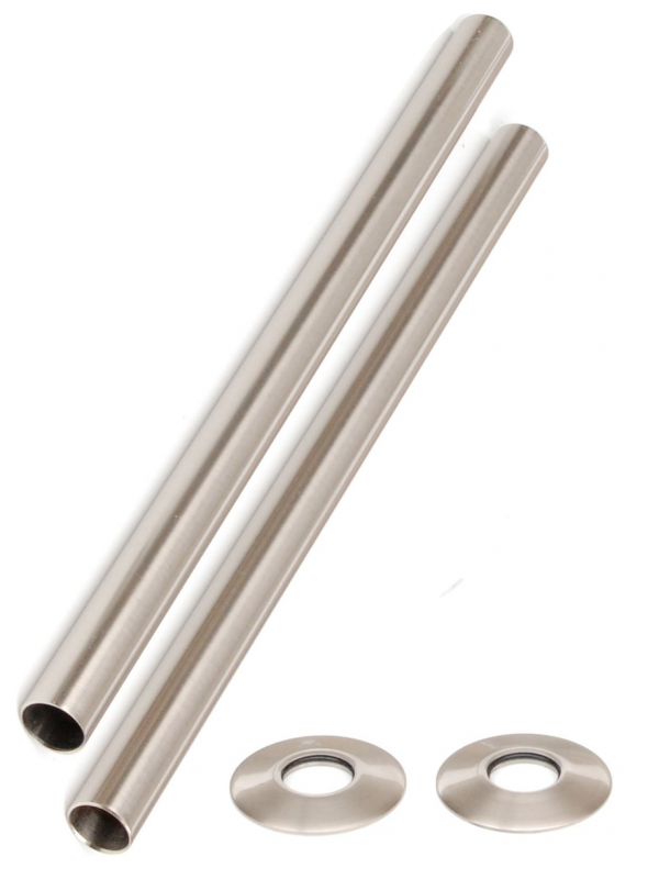 Pipe Sleeves and Floor Caps 300mm Satin Nickel